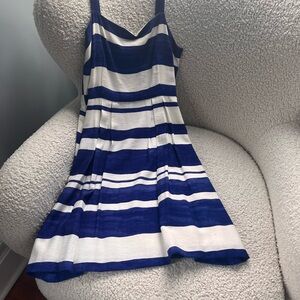 LOFT Royal Blue & White Striped Sleeveless Dress